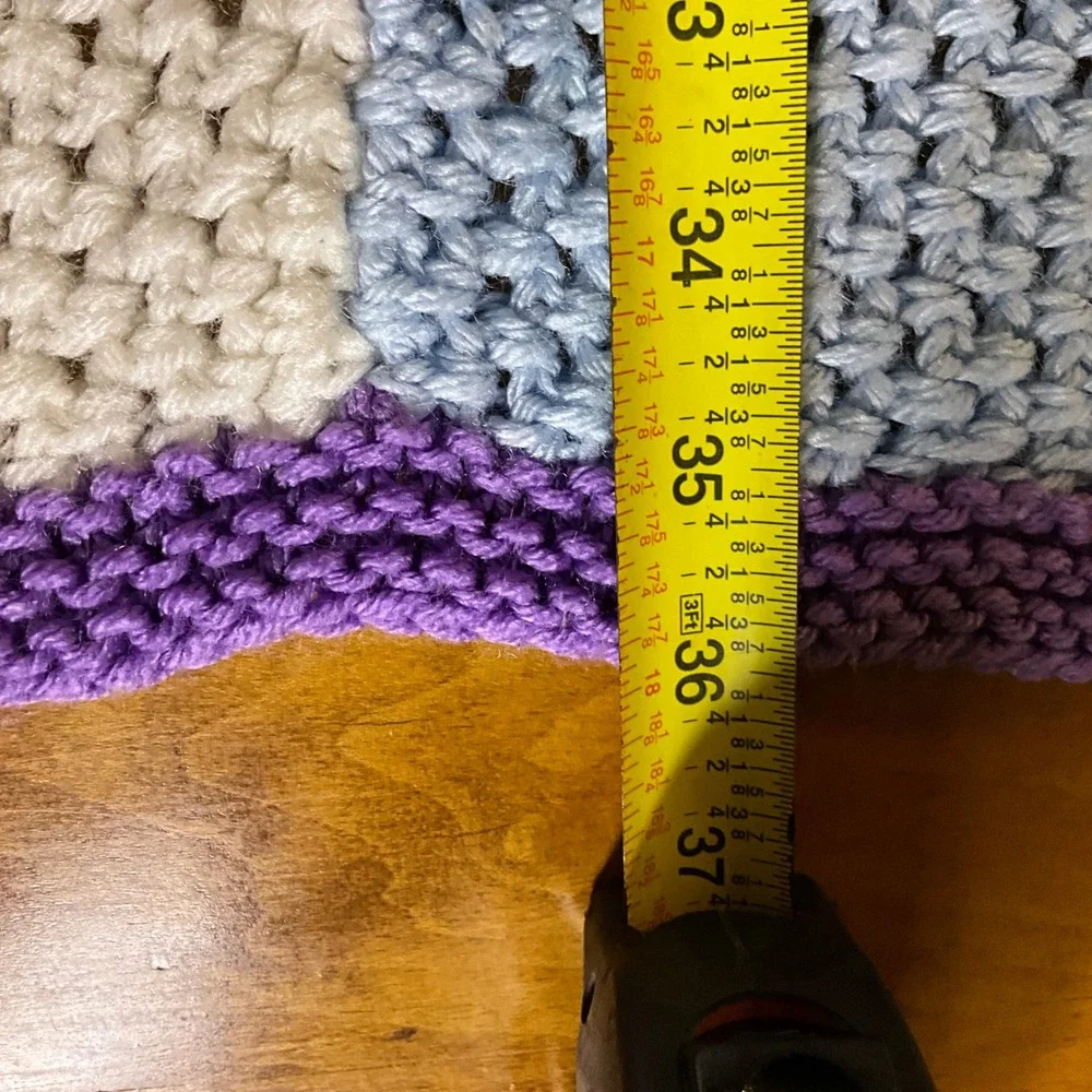 Handmade Patchwork Crochet Blanket Cozy Throw Purple‎ Tan Gray Baby Toddler